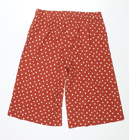 Capsule Womens Brown Polka Dot Polyester Cropped Trousers Size 18 L20 in Regular - Elasticated Waist
