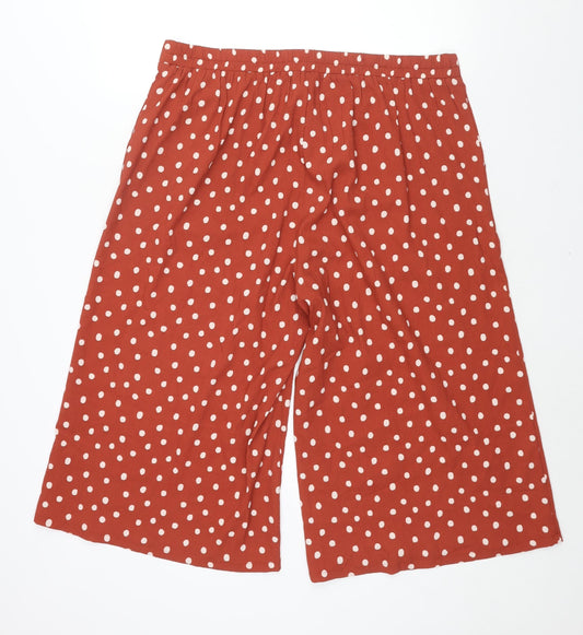 Capsule Womens Brown Polka Dot Polyester Cropped Trousers Size 18 L20 in Regular - Elasticated Waist