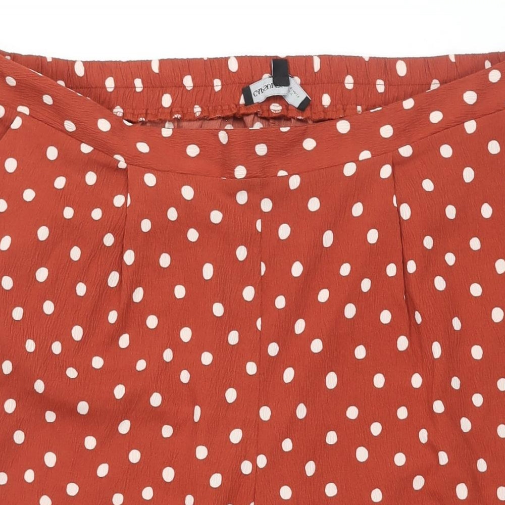 Capsule Womens Brown Polka Dot Polyester Cropped Trousers Size 18 L20 in Regular - Elasticated Waist