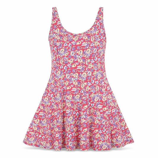 Front view of C&A women’s pink floral cotton a-line, size UK 14, scoop neck pullover
