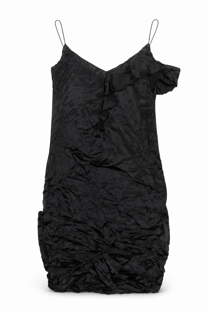 Zara Womens Black Viscose Shift Size M Scoop Neck Pullover - Frill Side Slits