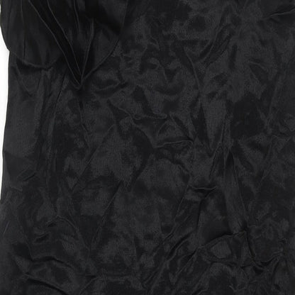 Zara Womens Black Viscose Shift Size M Scoop Neck Pullover - Frill Side Slits