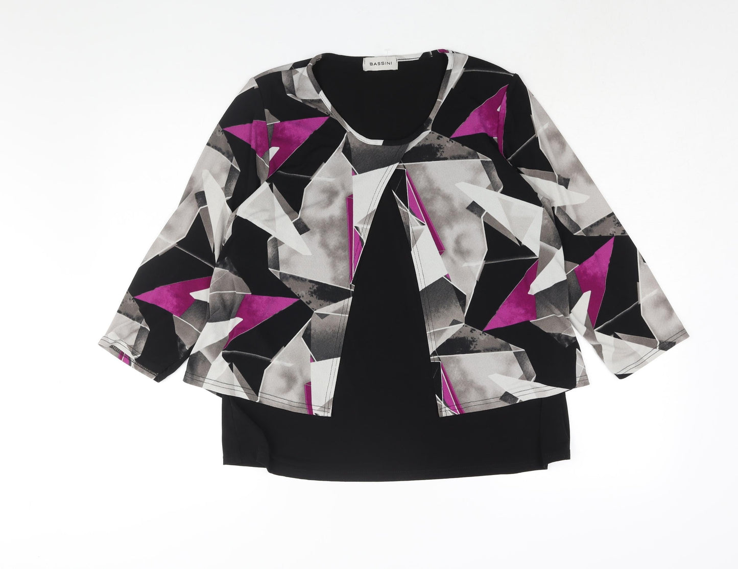 Womens UK Size 16 BASSINI Black Basic Blouse
