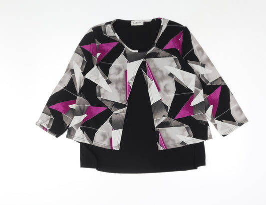 Womens UK Size 16 BASSINI Black Basic Blouse