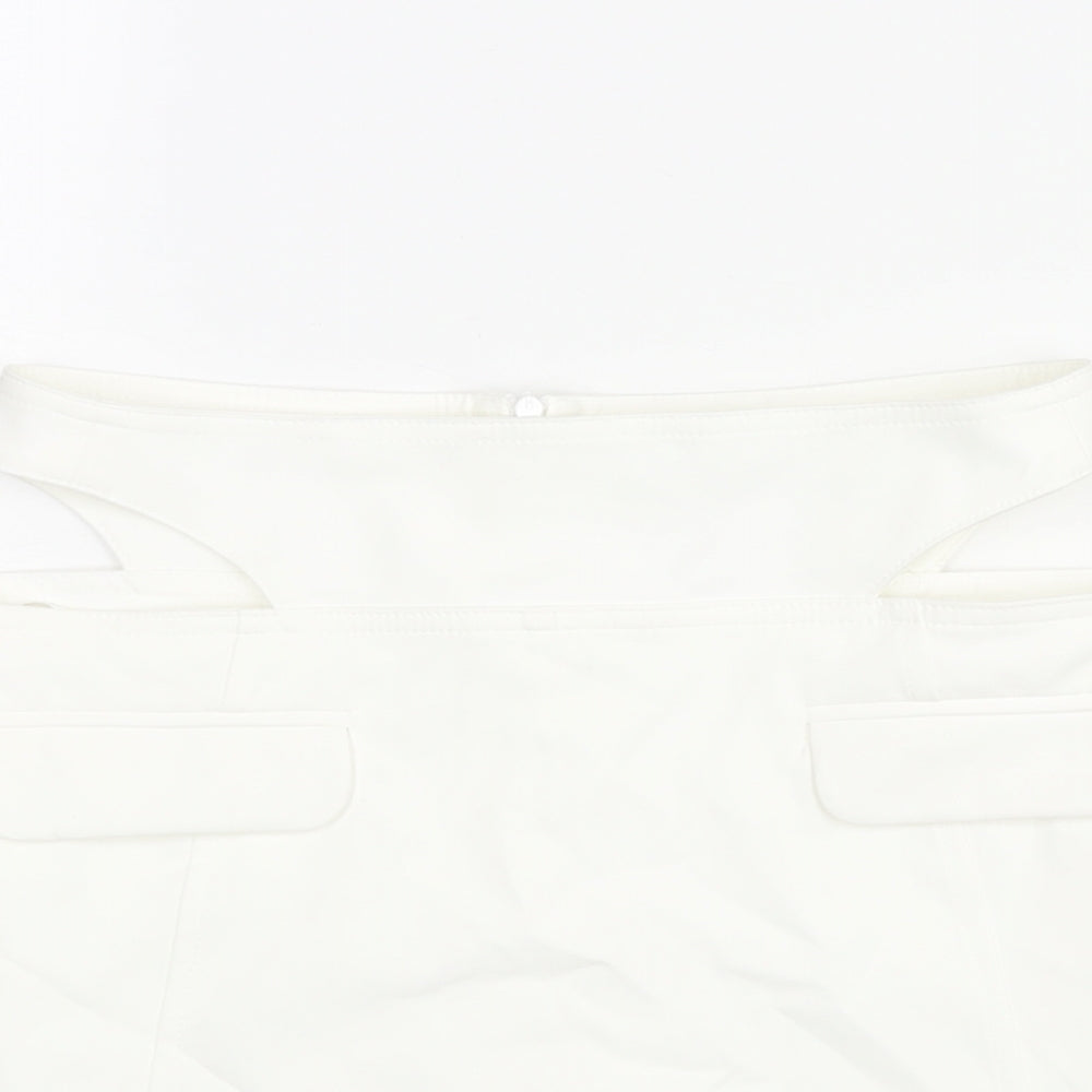 Bershka Womens White Polyester Skort Skirt Size 8 Zip - Cut Out
