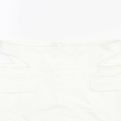 Bershka Womens White Polyester Skort Skirt Size 8 Zip - Cut Out