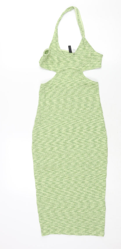 Divided by H&M Womens Gold Polyester Bodycon Size XS Halter Pullover - Backless