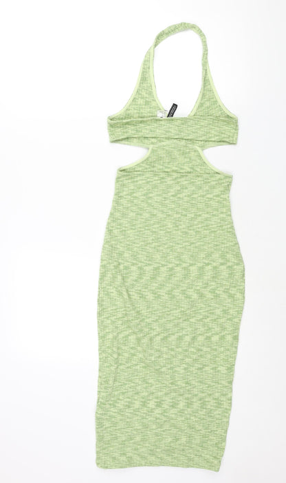 Divided by H&M Womens Gold Polyester Bodycon Size XS Halter Pullover - Backless