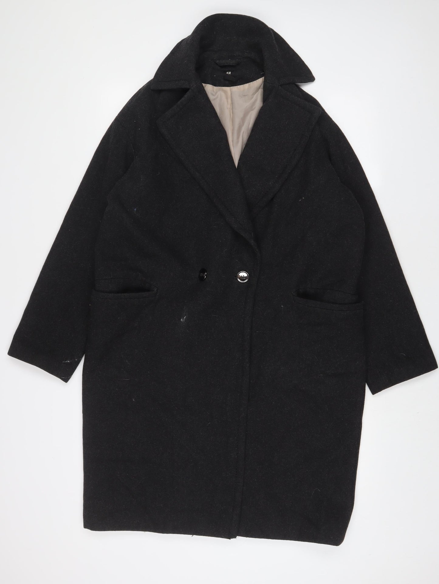 Womens UK Size 8 H&M Grey Overcoat