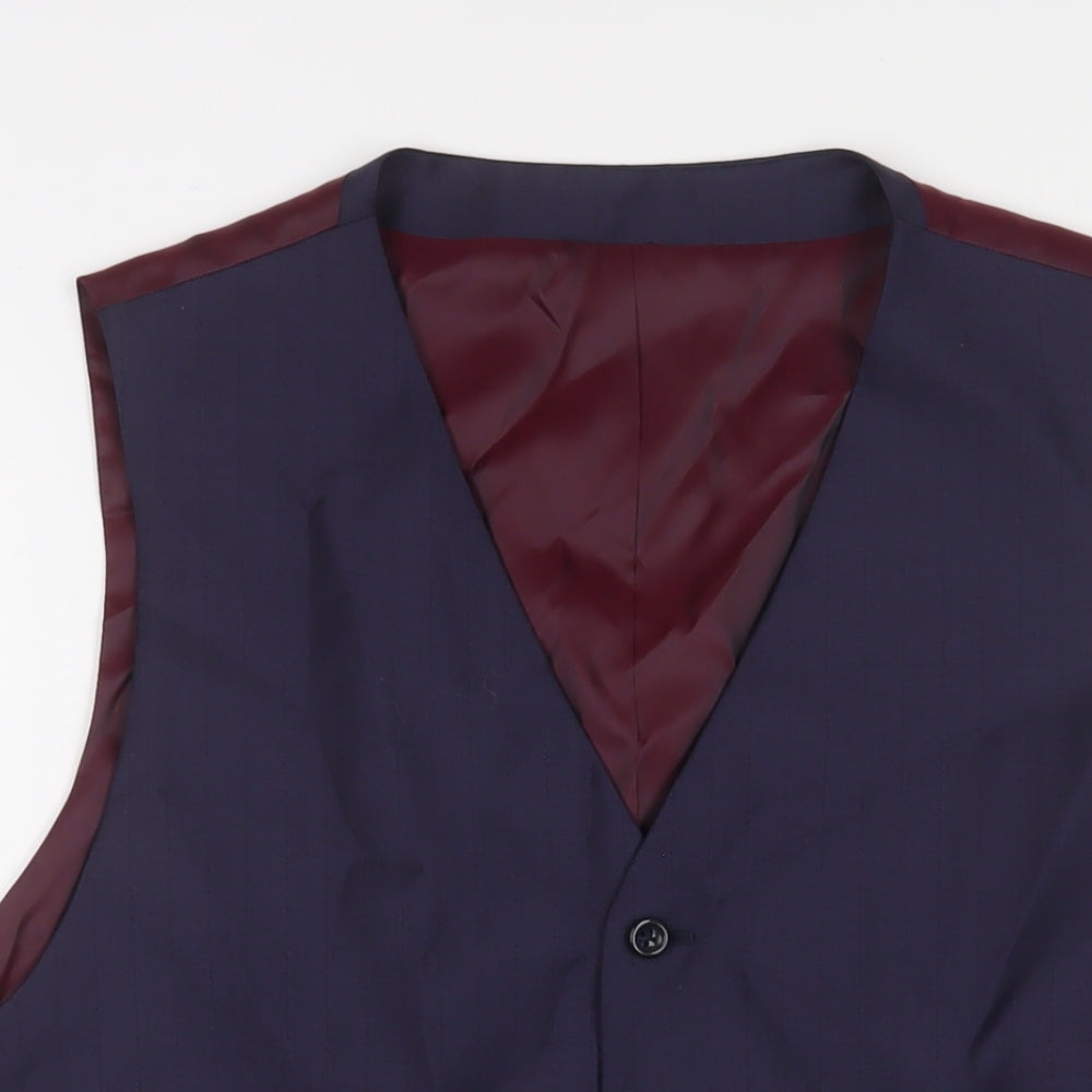 Harris & Howard Mens Blue Polyester Jacket Suit Waistcoat Size 46 Regular
