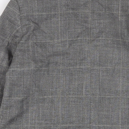 H&M Womens Grey Plaid Jacket Blazer Size 10 Button