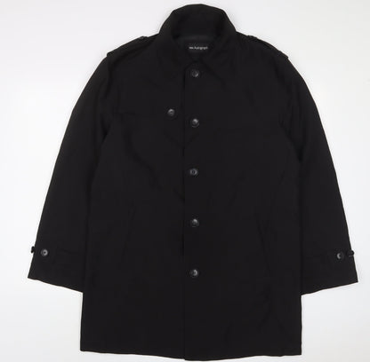 Autograph Mens Black Overcoat Coat Size M Button