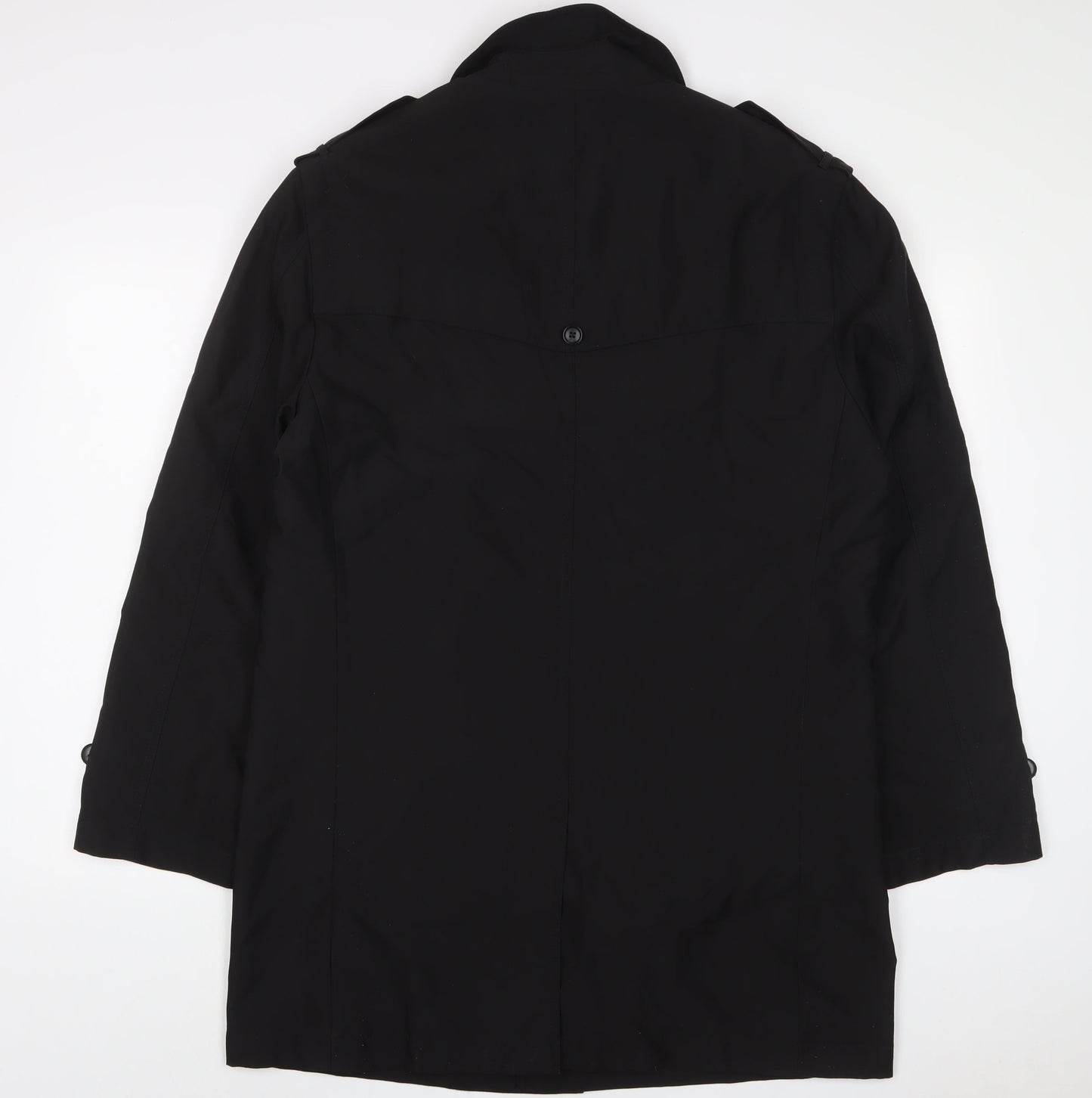 Autograph Mens Black Overcoat Coat Size M Button