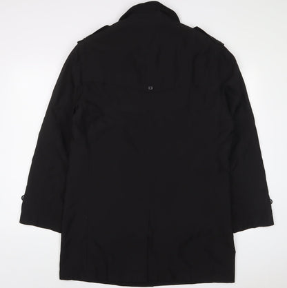 Autograph Mens Black Overcoat Coat Size M Button