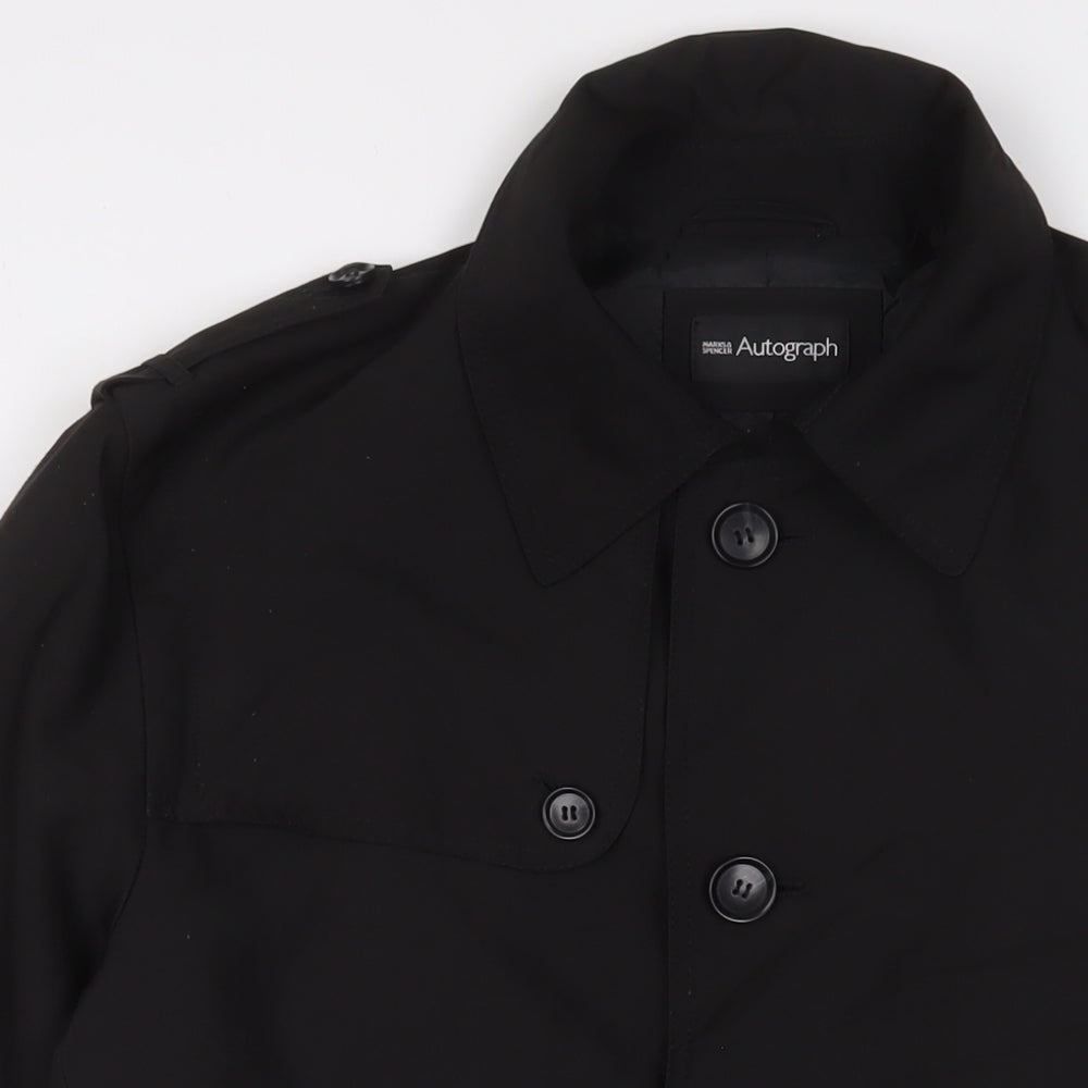 Autograph Mens Black Overcoat Coat Size M Button