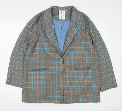 COLLUSION Womens Black Plaid Jacket Blazer Size 14 Button