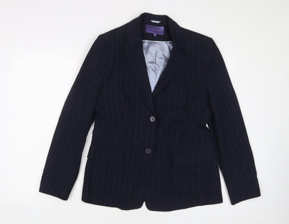 Autonomy Womens Blue Striped Jacket Blazer Size 14 Button