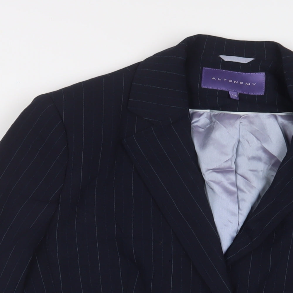 Autonomy Womens Blue Striped Jacket Blazer Size 14 Button