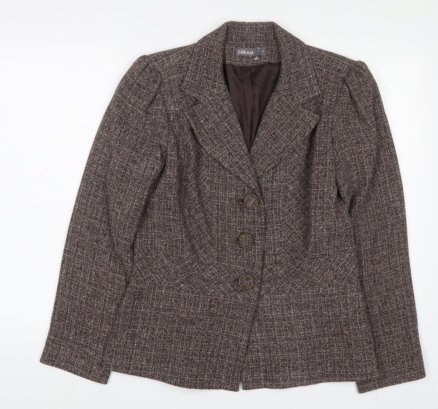 Womens UK Size 14 Cream Brown Jacket