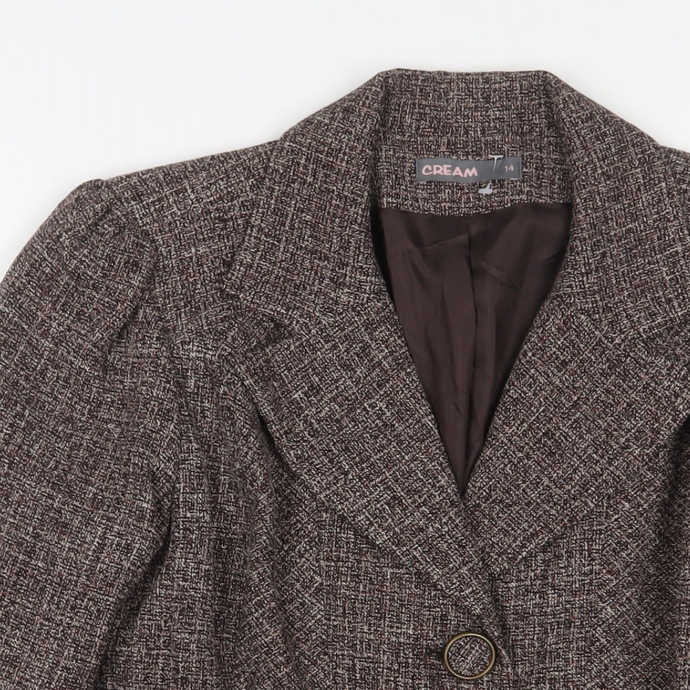 Womens UK Size 14 Cream Brown Jacket