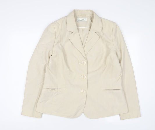 Classic Womens Beige Jacket Blazer Size 16 Button