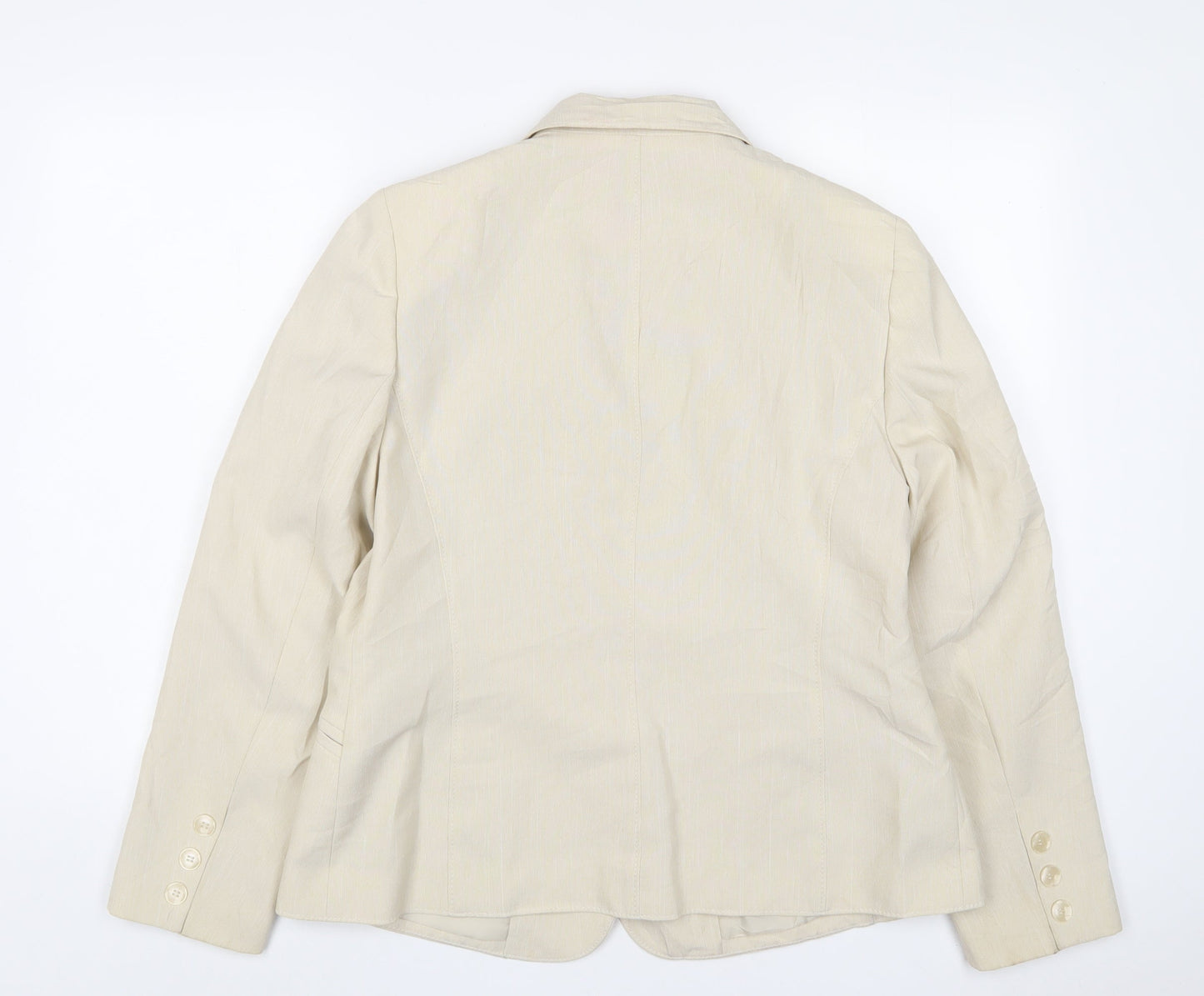 Classic Womens Beige Jacket Blazer Size 16 Button