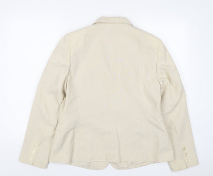 Classic Womens Beige Jacket Blazer Size 16 Button