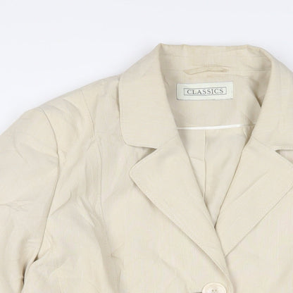 Classic Womens Beige Jacket Blazer Size 16 Button