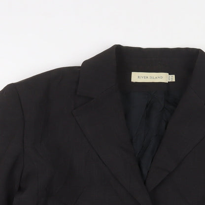 River Island Womens Grey Jacket Blazer Size 14 Button