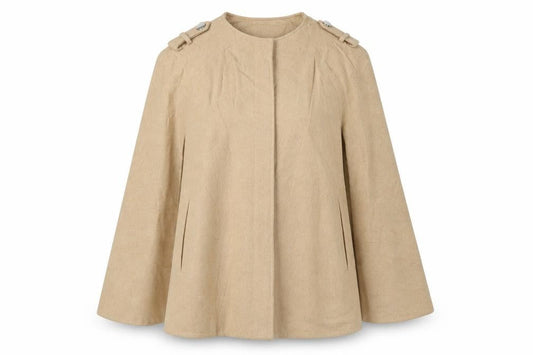 Miss Selfridge Womens Beige Jacket Poncho Size L Button