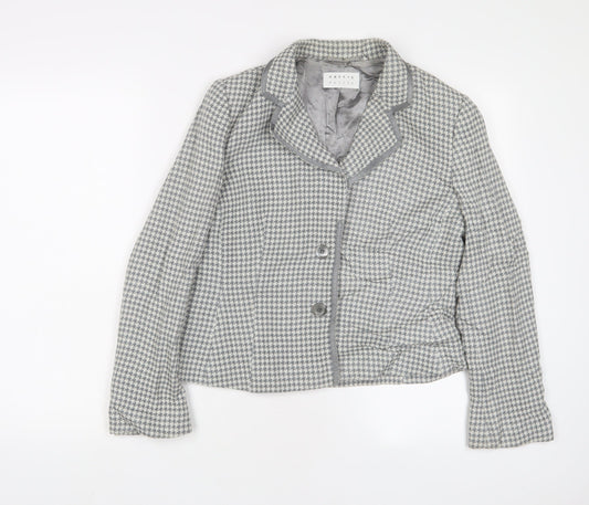 Precis Womens Grey Herringbone Jacket Blazer Size 12 Button