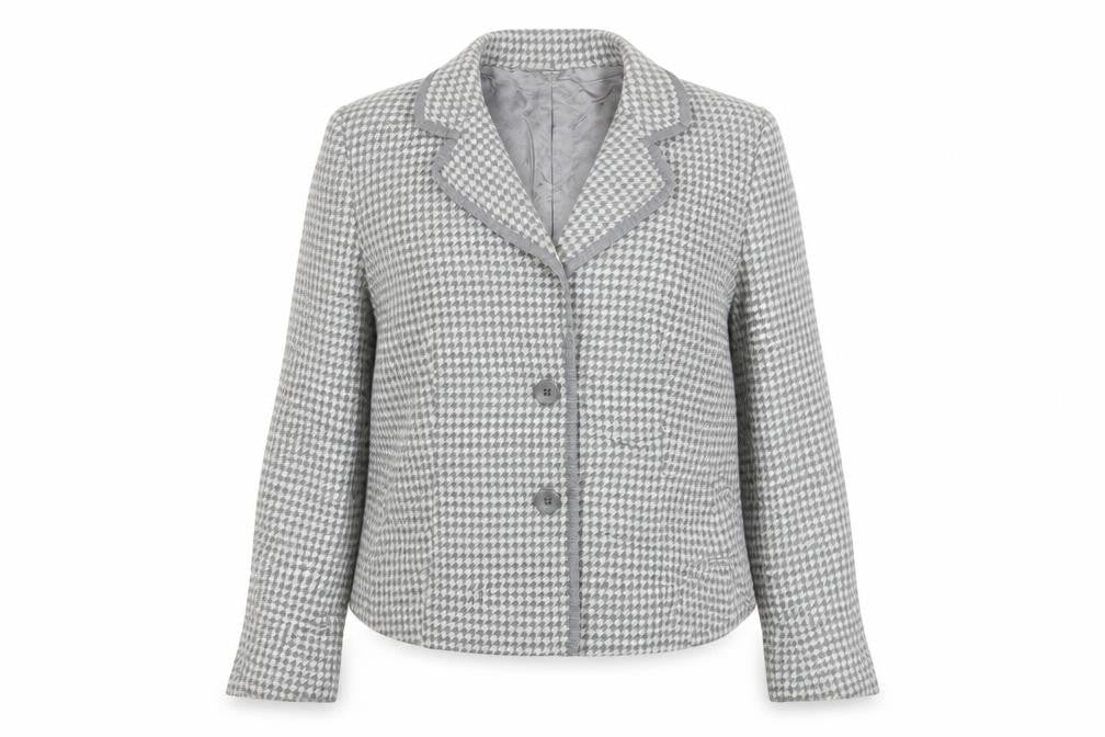 Precis Womens Grey Herringbone Jacket Blazer Size 12 Button