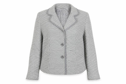 Precis Womens Grey Herringbone Jacket Blazer Size 12 Button