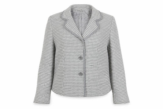 Precis Womens Grey Herringbone Jacket Blazer Size 12 Button