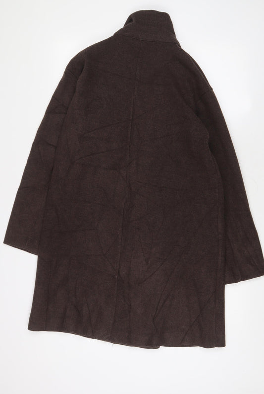 Pull&Bear Womens Brown Overcoat Coat Size S Button
