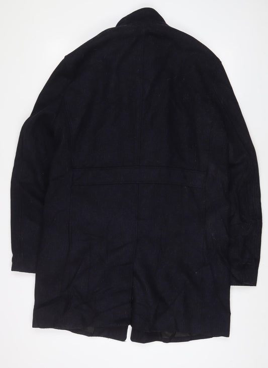 NEXT Mens Blue Overcoat Coat Size L Zip