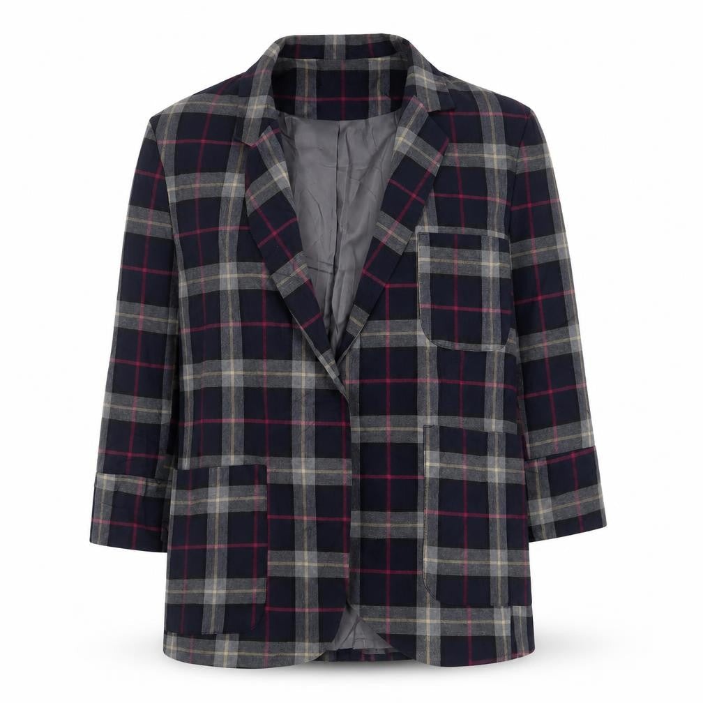 Topshop Womens Multicoloured Plaid Jacket Blazer Size 12 - Open