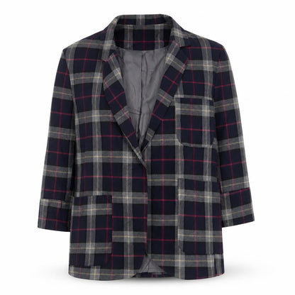 Topshop Womens Multicoloured Plaid Jacket Blazer Size 12 - Open