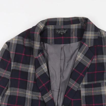 Topshop Womens Multicoloured Plaid Jacket Blazer Size 12 - Open