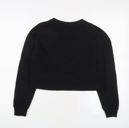 New Look Girls Black Cotton Pullover Sweatshirt Size 10-11 Years Pullover