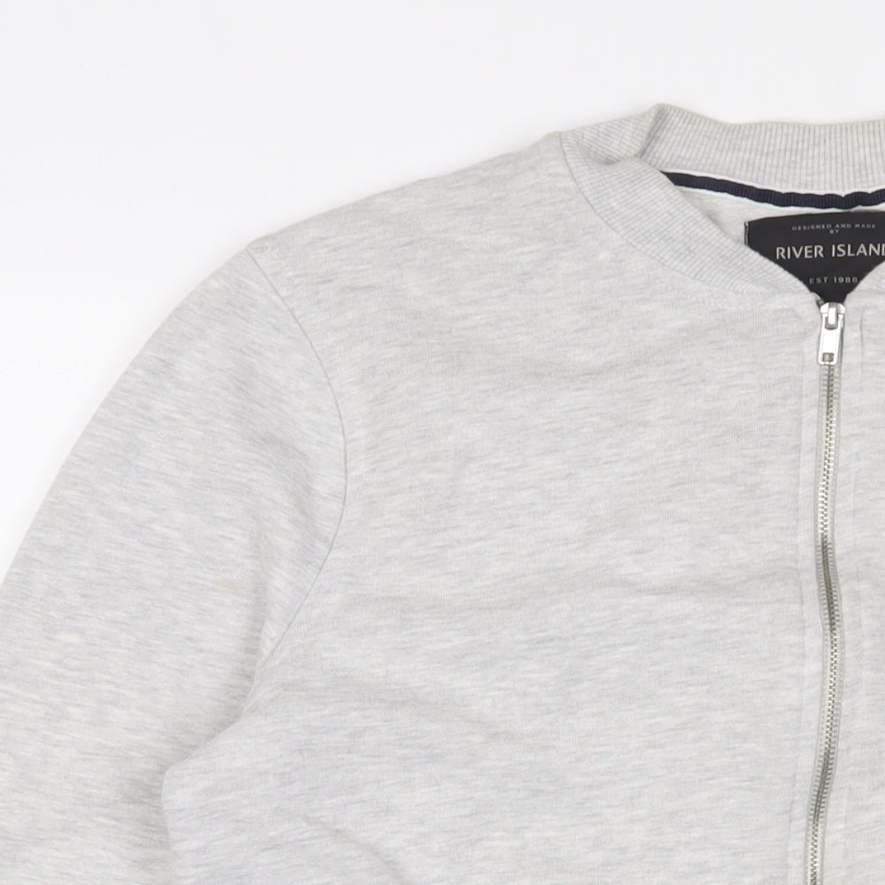 Mens UK Size M River Island Grey Full Zip Sweatshirt
