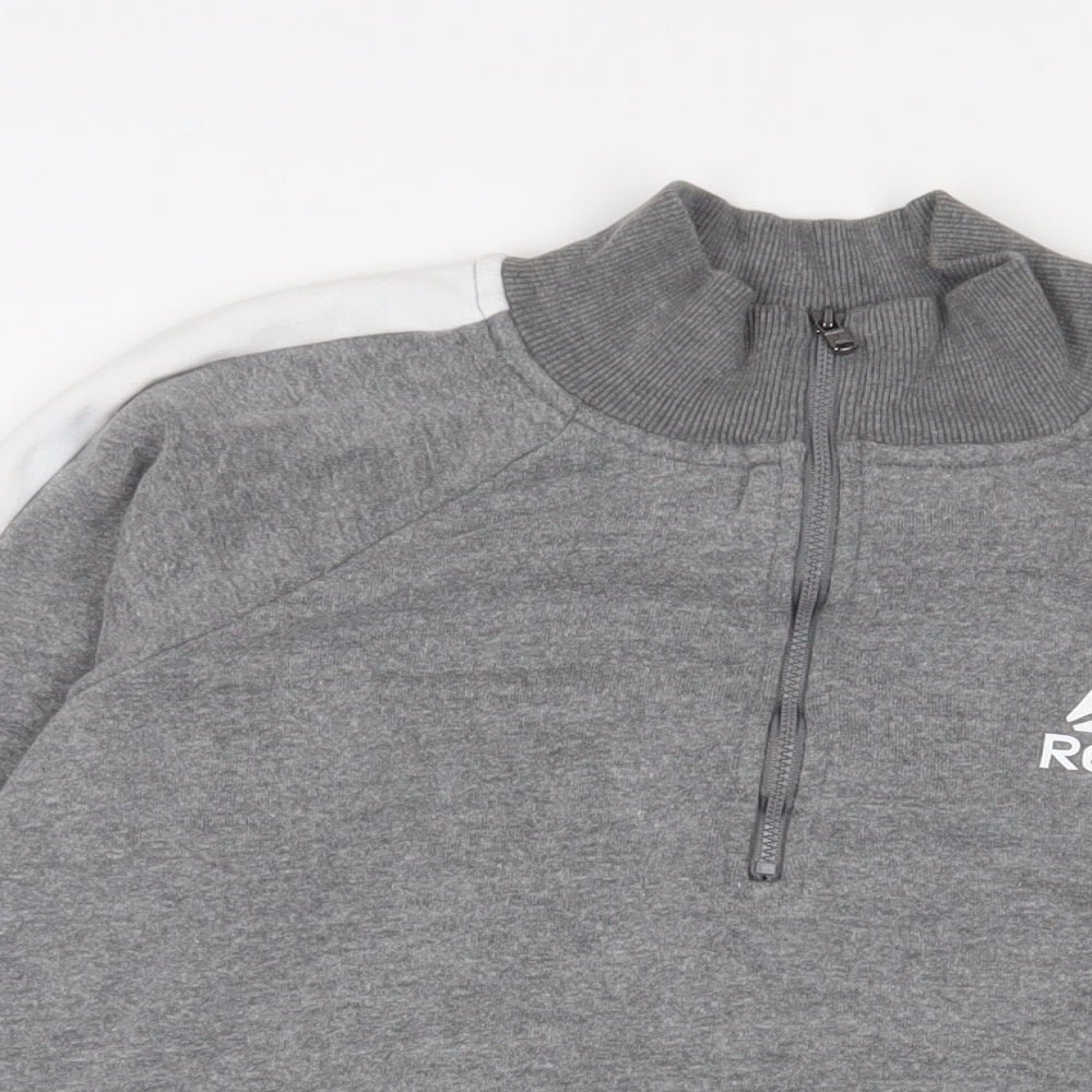 Reebok Womens Grey Cotton Pullover Sweatshirt Size M Zip - Logo