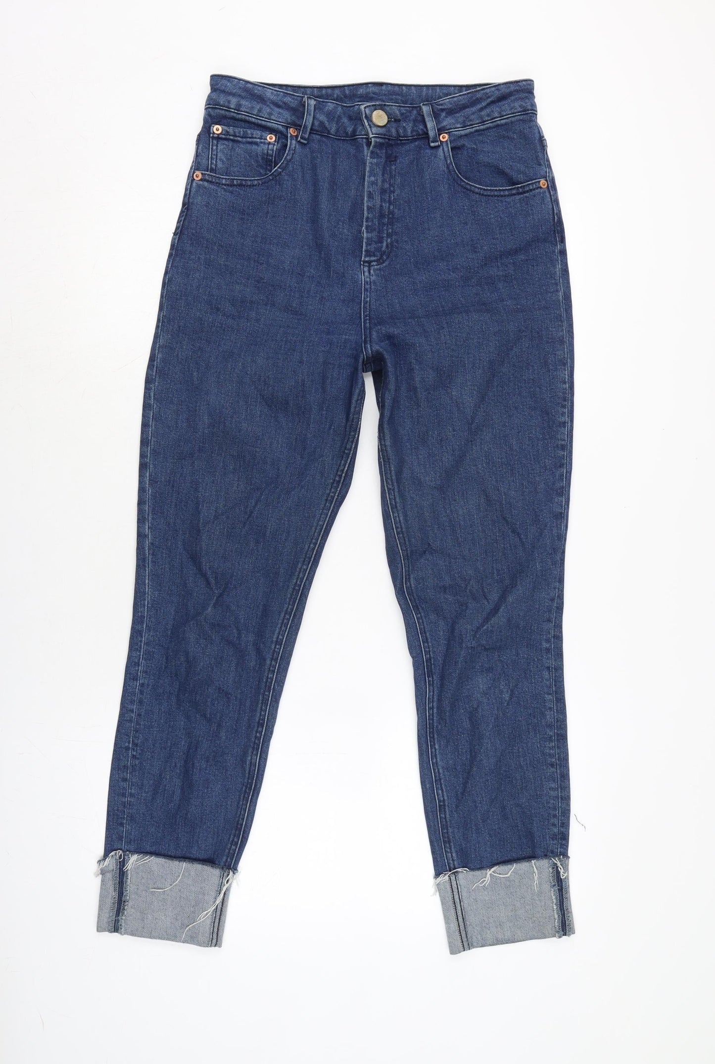 ASOS Womens Blue Cotton Blend Straight Jeans Size 30 in L28 in Regular Zip