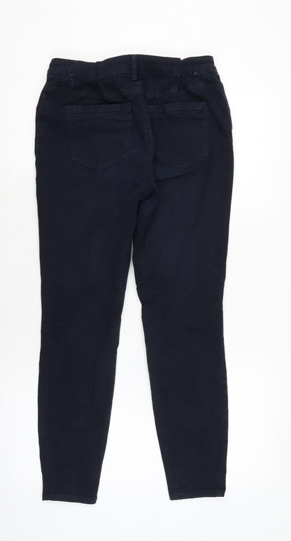 TU Womens Blue Cotton Blend Tapered Jeans Size 14 L26 in Regular Zip