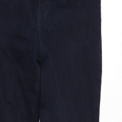 TU Womens Blue Cotton Blend Tapered Jeans Size 14 L26 in Regular Zip
