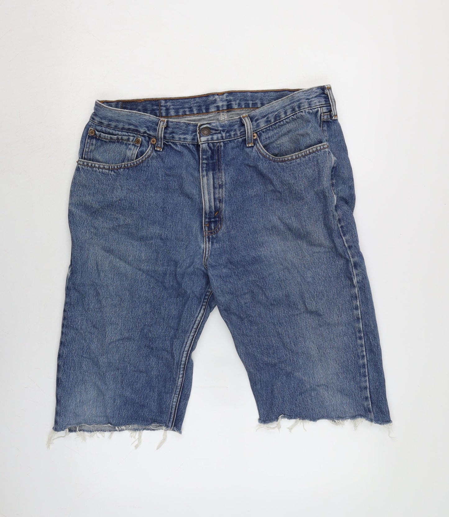 Levi's Mens Blue Cotton Bermuda Shorts Size 34 in L12 in Regular Zip - Raw Hem