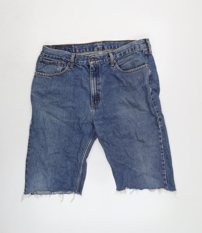 Levi's Mens Blue Cotton Bermuda Shorts Size 34 in L12 in Regular Zip - Raw Hem