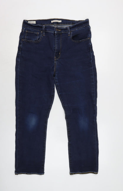 Levis Womens Blue Cotton Blend Straight Jeans Size 30 in L26 in Regular Zip - Raw / tape effect hem.