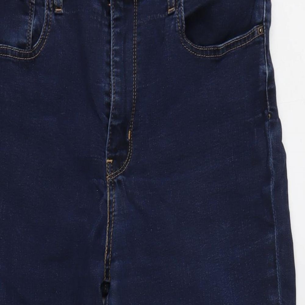 Levis Womens Blue Cotton Blend Straight Jeans Size 30 in L26 in Regular Zip - Raw / tape effect hem.