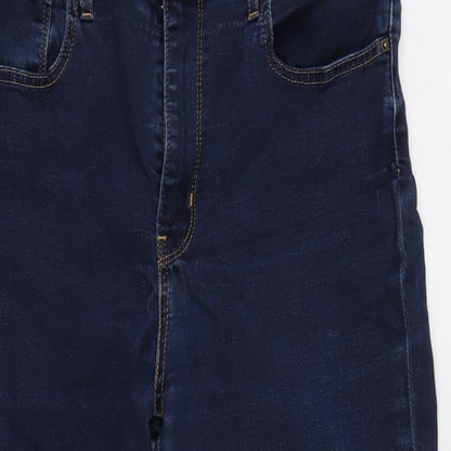 Levis Womens Blue Cotton Blend Straight Jeans Size 30 in L26 in Regular Zip - Raw / tape effect hem.